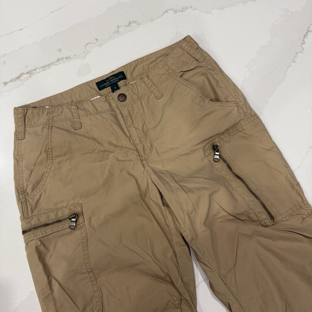 Lauren Ralph Lauren Cargo Pants Womens 8 Tan‎ Ankle Length Pockets Hiking Travel